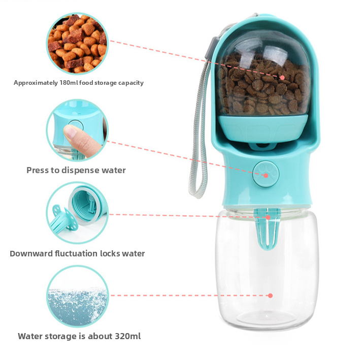 Portable Dog Water Bottle with Food Storage Container