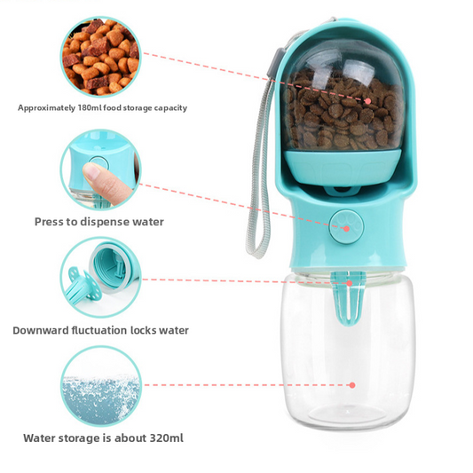 Portable Dog Water Bottle with Food Storage Container