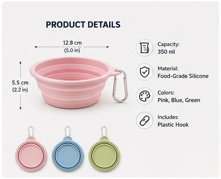 Portable Collapsible Silicone Pet Bowl